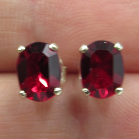 Jewelry - Sterling Silver Red Faux Stone Stud Earrings